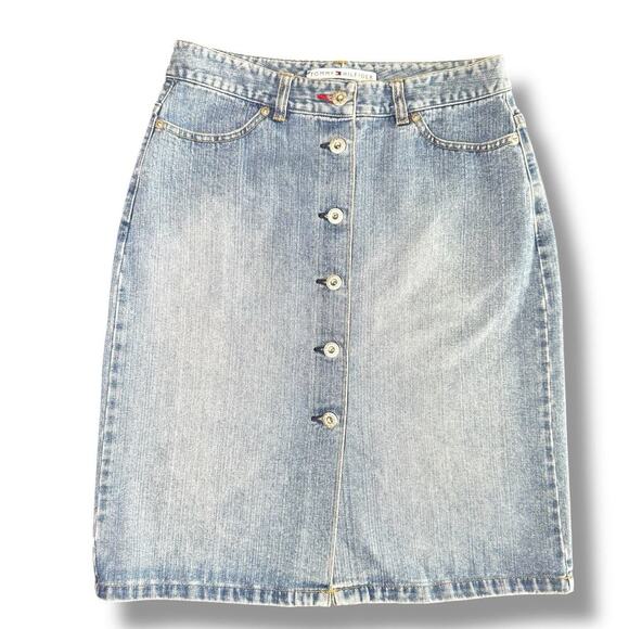 Tommy Hilfiger Vintage Y2K Button Front Denim Skirt Women’s Size 2 28” Waist - Picture 2 of 8